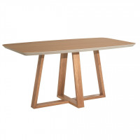 Manhattan Comfort 1018451 Duffy 62.99 Modern Rectangle Dining Table with Space for 6 in Cinnamon and Off White